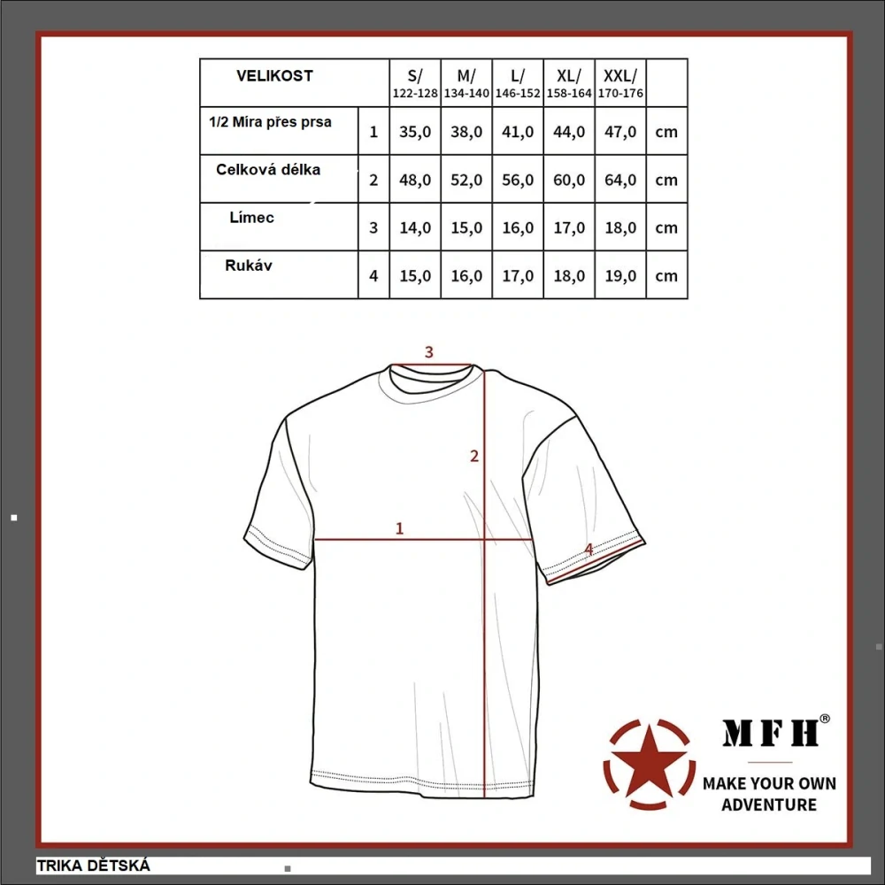 MFH flecktarn vojenské dětské bavlněné triko 134/140