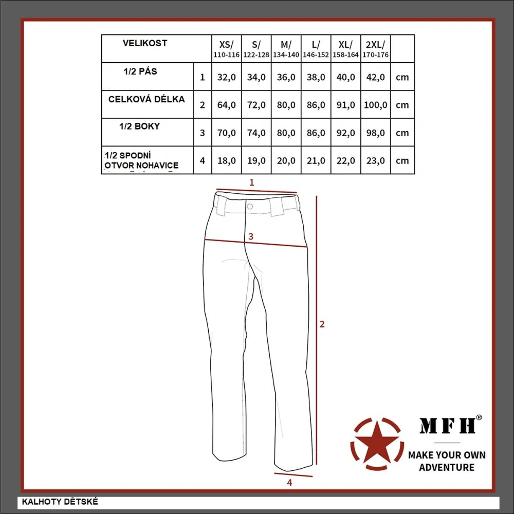MFH flecktarn vojenské dětské kalhoty 158/164