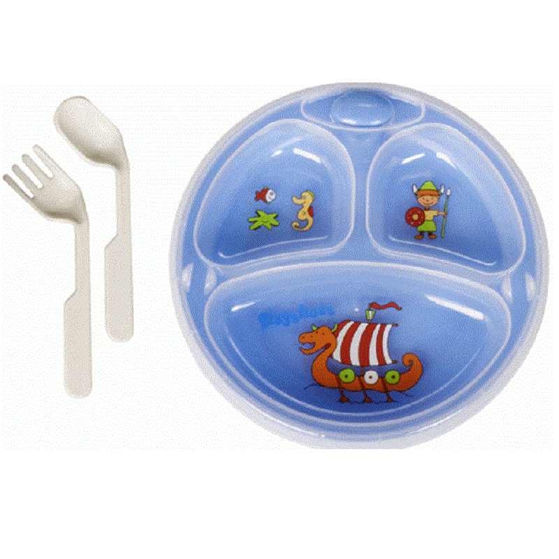 Playshoes dětský jídelní set ohřívací talířek s příborem
