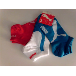 Puma kotníkové ponožky 3 pack červená-bílá-modrá