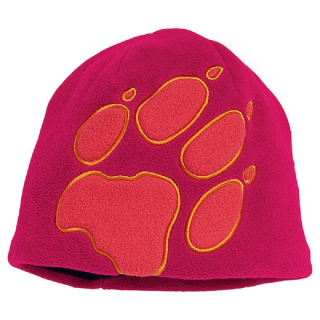 Jack Wolfskin dětská fleesová čepice KIDS FRONT PAW HAT jahodově červená