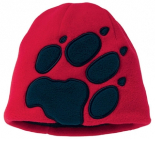 Jack Wolfskin dětská fleesová čepice KIDS FRONT PAW HAT červená