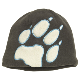 Jack Wolfskin dětská fleesová čepice KIDS FRONT PAW HAT hnědo-šedá